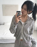 Immel Pocket Ribbed Color Matching Two-Way Pile Hood Zip-Up