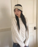Tonk Cable Angora Loose Fit Long Sleeve Knit