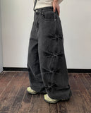 [unisex] Elisha Crack Washing Slit Wide Denim Pants