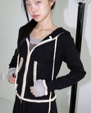 Esha Lace Color Matching Two-Way Knit Hood Zip-Up