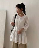 Roman Shirring Button Midi One Piece