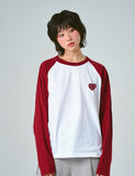 Dot Heart Raglan Long Sleeve T-Shirt