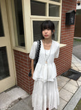 Pombo Tiered Frill Over Fit Short Sleeve Puff Blouse