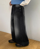 Tilt button denim wide pants