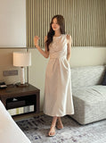 Gelad Linen Side Wrap Sleeveless Long One Piece