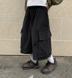 Corody Banding String Corduroy Cargo Bermuda Pants