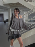 Elbow Damage V-neck Loose Fit Knitwear