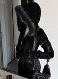 Made Routine Velvet Fur Hood Zip-Up