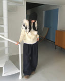 Leku Snowflake Nordic Cable Bell Fur Knit Zip-up