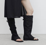 Beuan linen open toe flip flops sandal boots