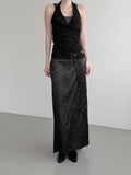 Cowl Neck Draped Layered Halter Top