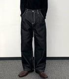 Roll Up Down Wide Denim Pants