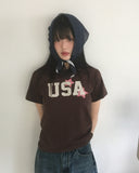 USET USA Vintage Patch Short Sleeve T-Shirt