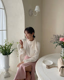 Rain Shirring Tie Blouse