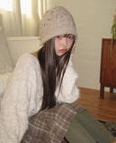 Le Sue Flower Pattern Knit Beanie