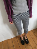 Mimi Stripe Layered Three Quarter Leggings Pants