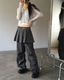 Mne layered pin tuck pleated wrap skirt skirt pants