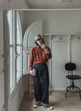 Comp raw pin tuck wide denim pants