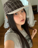 Dava Cotton Check Strap Camp Cap Hat