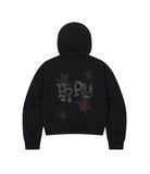 PRAY APPLIQUE CROP ZIP UP HOODIE