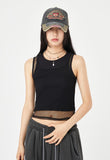 Double mesh layered sleeveless top