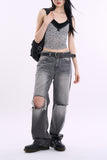 Freeze destroyed gray denim pants
