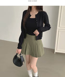 A-Line Pleats Mini Side Zipper Skirt Pants