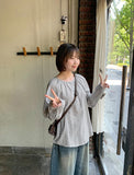 Agel Summer Stripe Round Blouse