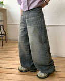 Ariko cat washed denim wide pants