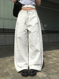 Nere Rivet Side Slit Wide Cotton Pants