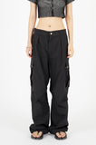 Pin-tuck nylon snap over cargo pants