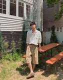 Formal Herringbone Bermuda Denim Pants