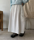 Kaopi Cotton Banding Cargo Long Skirt