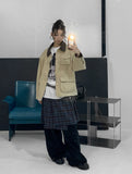 Mel pocket leather pointed work jacket