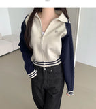 Cable Color Matching Design Two-Way Pendant Knit Zip-Up Cardigan