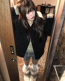 Neyu collar wool fluffy quilted fur half jacket