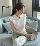 Bico Ribbed Collar Cap Sleeve Knit