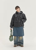 [BAONHAUS] Linmove Glossy Pocket Ribbon Hood Padding Jumper