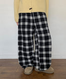 Roncoy Banding Brushed Check Wide Pants