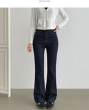 Raw Span Back Pocket Point Semi Bootcut Denim Pants