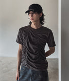 [LAN ARCHIVE] Front Shirring Short Sleeve T-Shirt