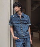 Ute Vintage Crop Short Sleeve Denim Jacket