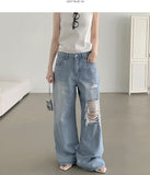 Light Blue Loose Hip Fit Wide Denim Pants