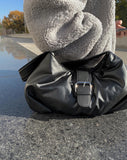 Fluffy padded buckle shoulder bag