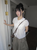 Popori Round Collar Short Sleeve Blouse