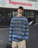 Way Stripe Ribbed Knit Long Sleeve T-shirt