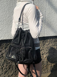 Chino Multi-Pocket Leather Shoulder Bag Backpack