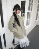 Henro High Neck Vintage Overfit Bomber Jacket