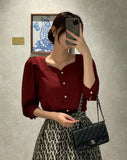 Melua Heart Neck Three Quarter Blouse