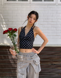 Summer dot volume halter-neck sleeveless
